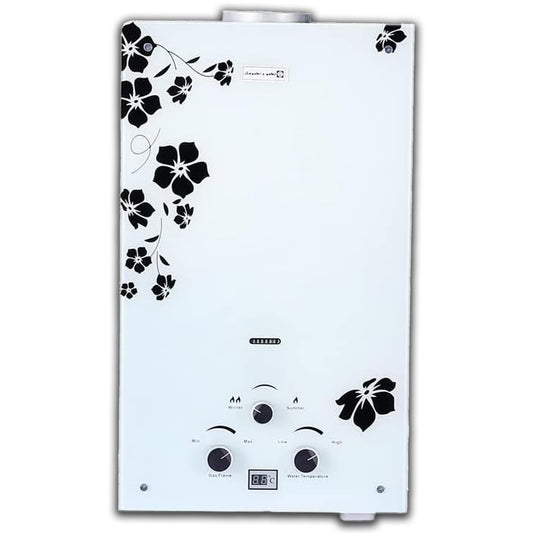 Tecnogas Gas Water Heater 10 Liters with Adapter and Chimney, Glass