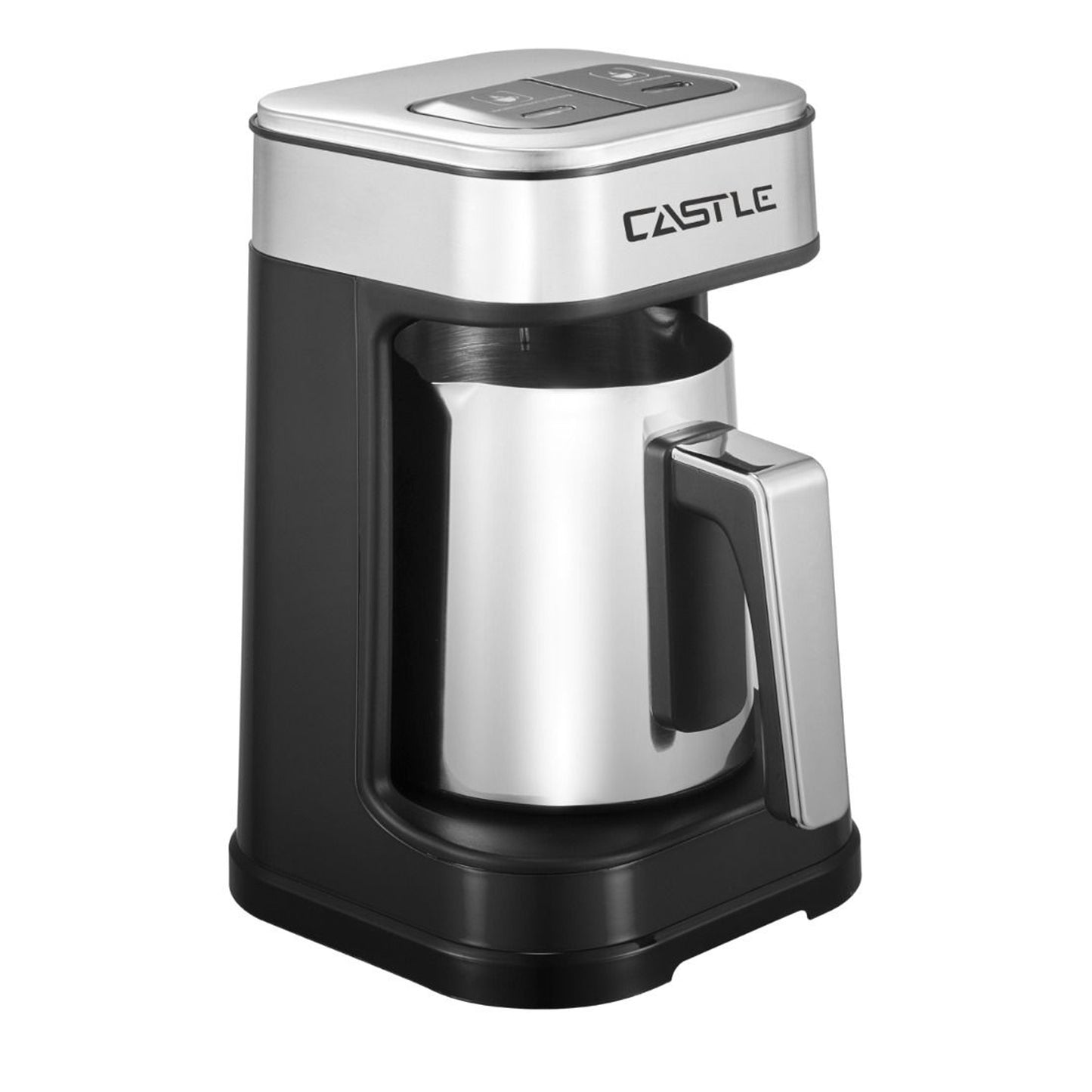 Castle Turkish Coffee Maker, 700 Watt, 250 ml, 1-5 Cups, 2 Programs, Silver Black - TCM7020B